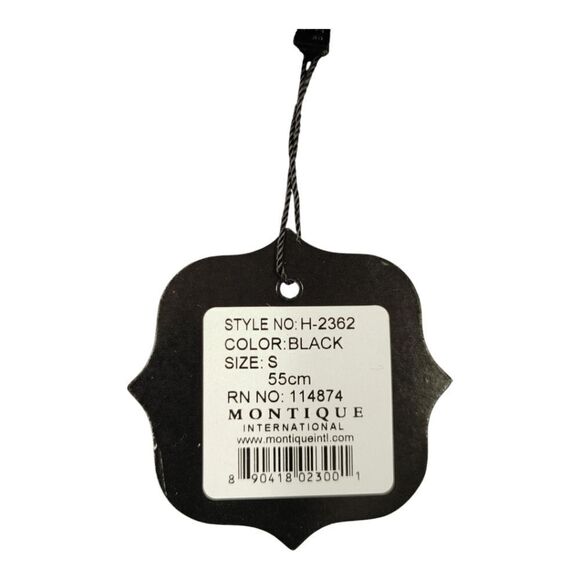 MEN'S MONTIQUE BLACK WOOL FELT HAT WITH ABSTRACT CHECKERED HAT BAND. H2362. - Picture 7 of 8